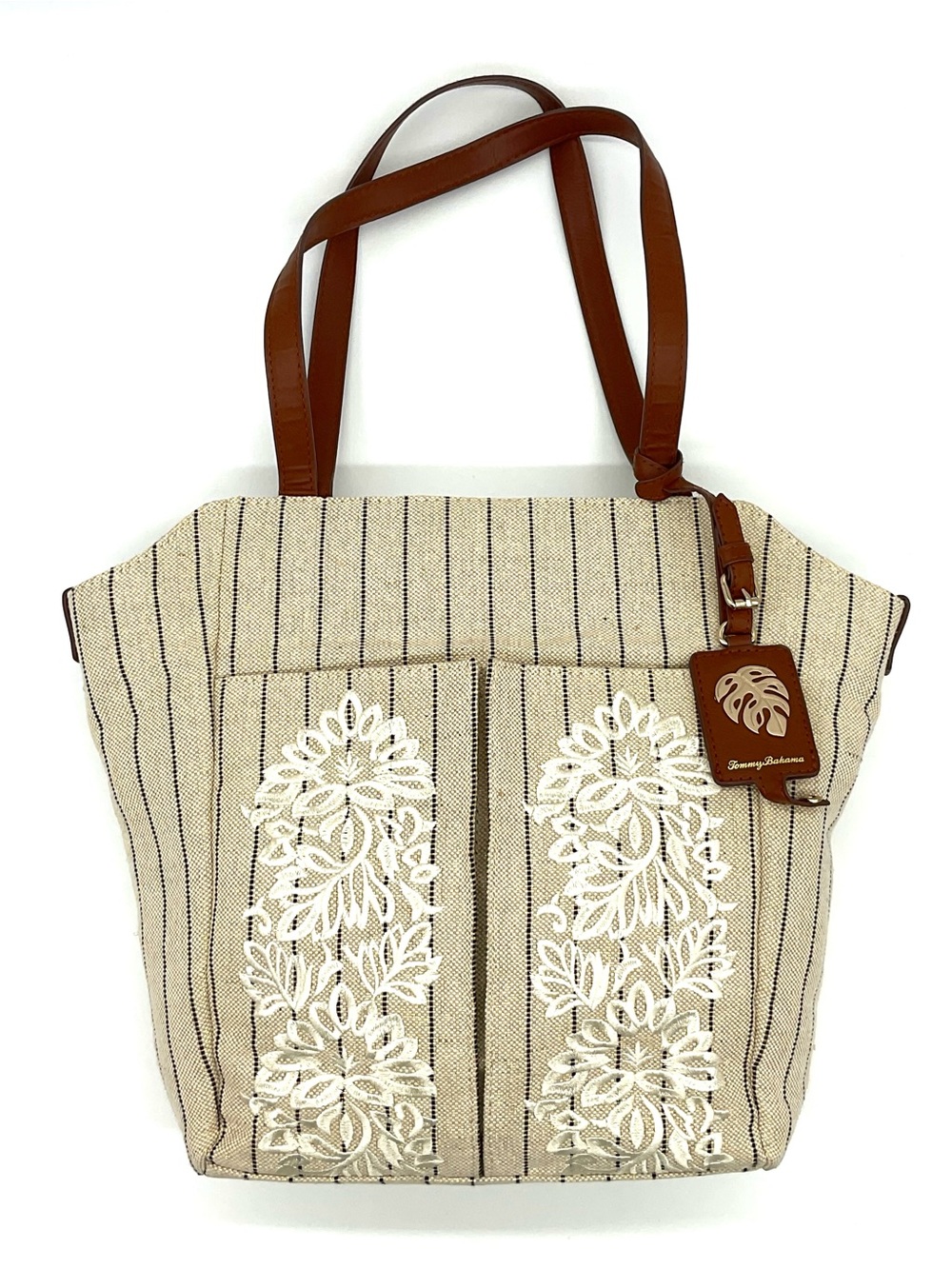 Like-New Tommy Bahama Cotton/Linen Tote Bag